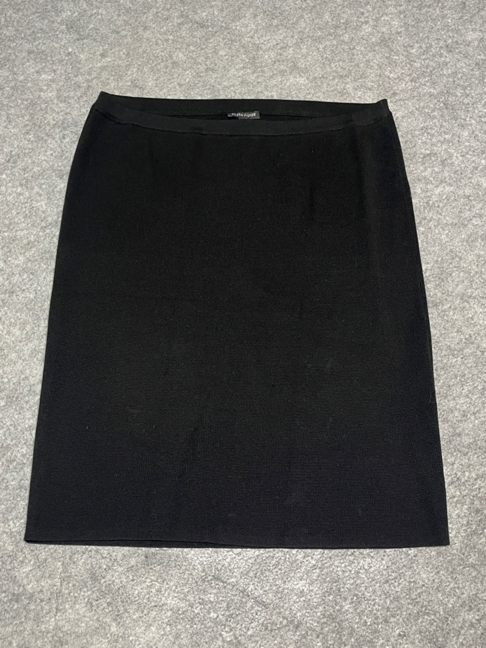 Eileen Fisher Black Silk and Cotton Knit Midi Skirt - Picture 4 of 8